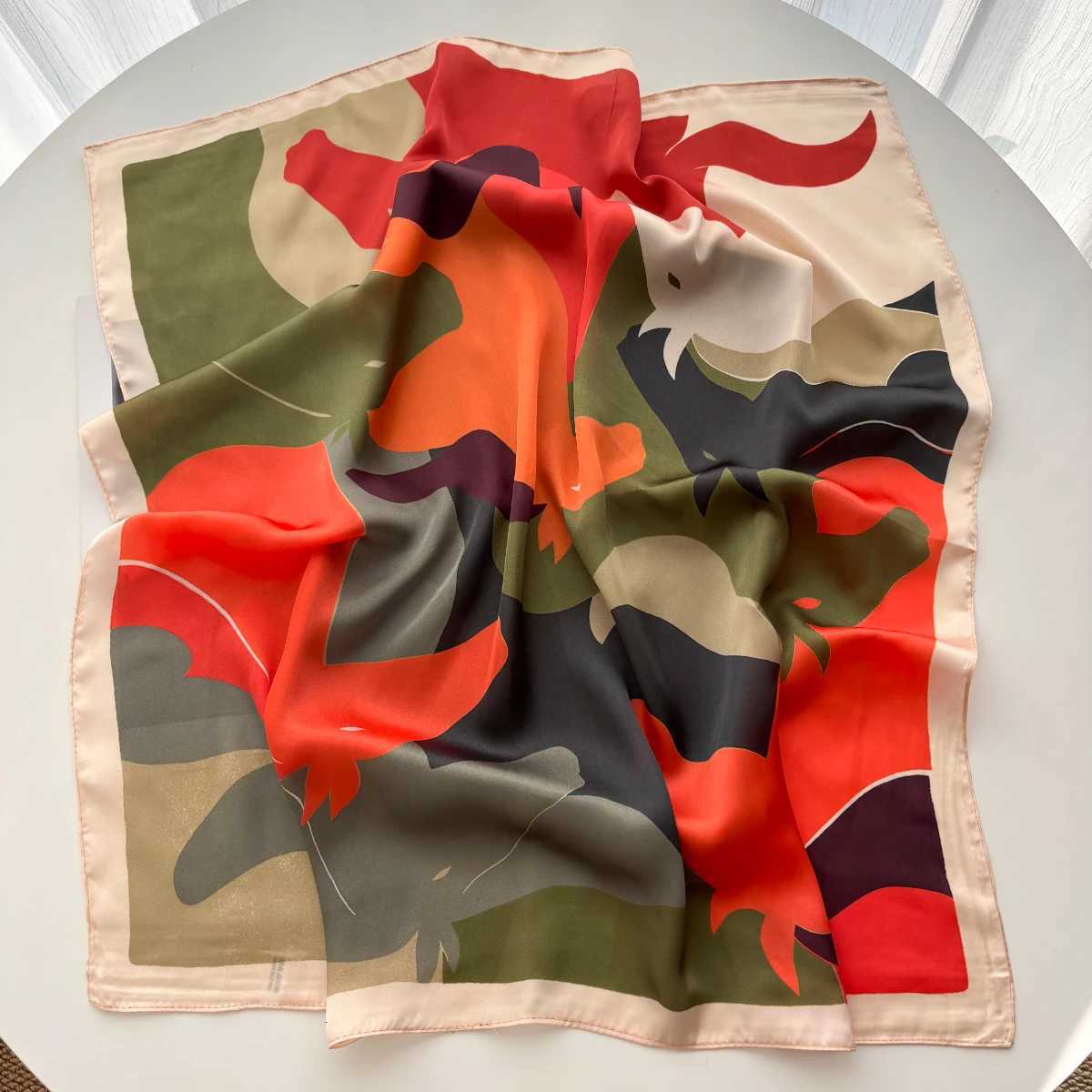 Square Scarf Silk Imitation Floral Print Neckerchief Bandana Lady Shawl Scarves Wrap Head Hair Band Ties 2026 Women Z260330
