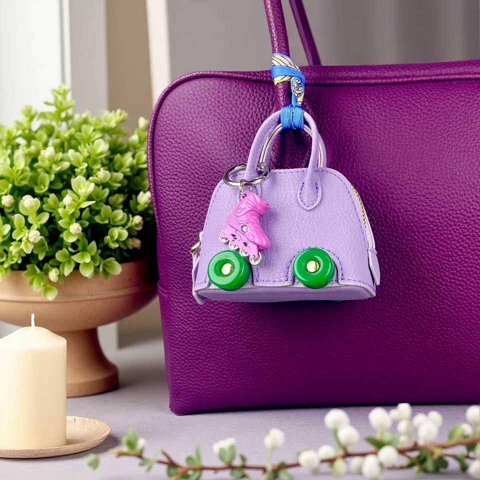 Mini Tire Leather Pouch - Adorable Car-Shaped Earphone Case Coin Purse Cable Organizer with Metal Keychain-PU Leather-Gift Z260330