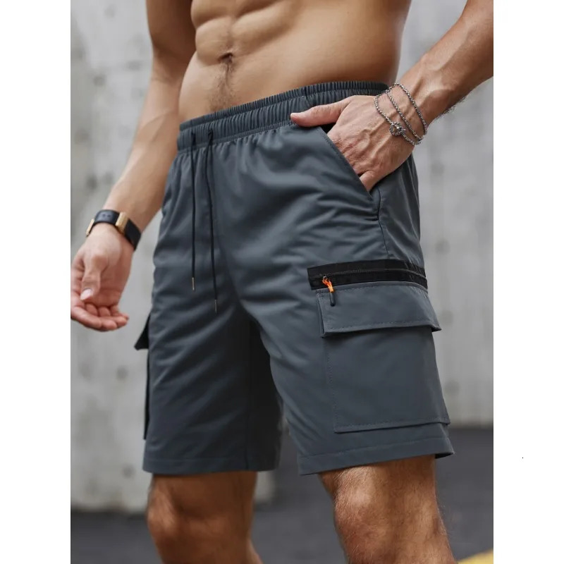 Mens Casual Cargo Shorts Big Pockets Loose Fit Elastic Waist Lightweight Breathable Outdoor Sports Gym Work Shorts for Men 260327