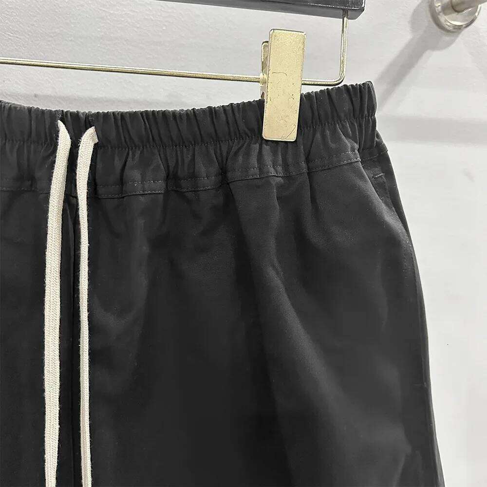 High Quality Cotton Men's Spring/Summer Basic Black Rick Style Split Drawstring Elastic Adjust Waist Casual Shorts