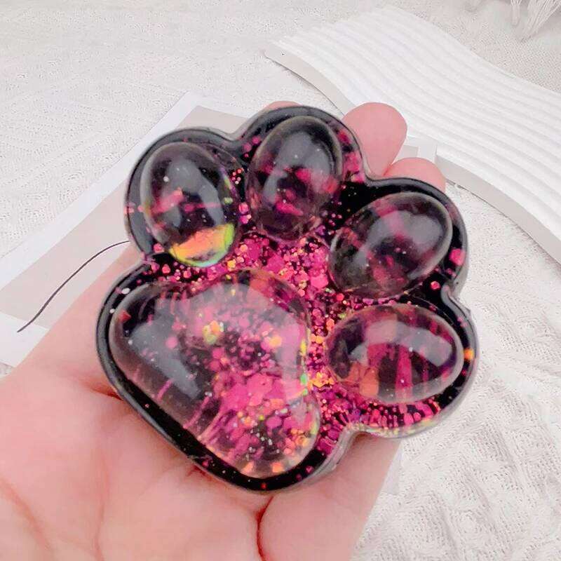Cute Sequin Claw Squishy Fidget Slow Rebound Stress Relief Pinch Decompression Dark Starry Cat Paw Soft Squeeze Toy