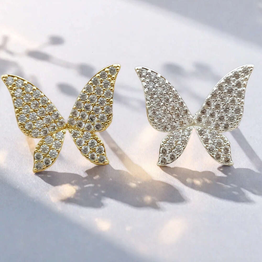 Luxury Earrings Jewerly Real Gold Plated Micro Inlaid Full Diamond Butterfly Clip For Women Super Shiny Unique Earrings Minimalist Ear Cuff Accessory 