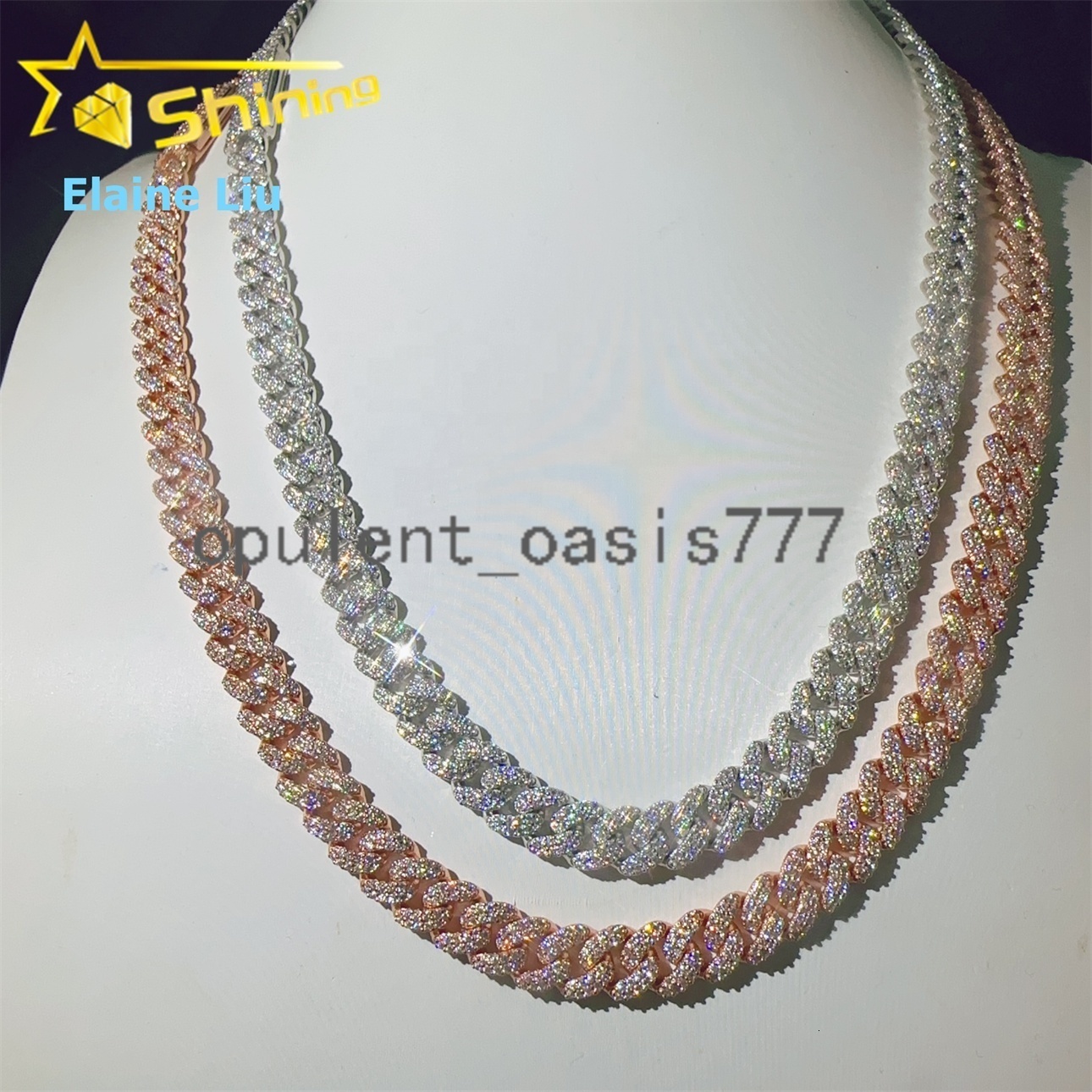 8MM Iced Out Custom 925 Sterling Silver Moissanite Hip Hop Fine Jewelry Diamond Miami Cuban Link Chain Necklace