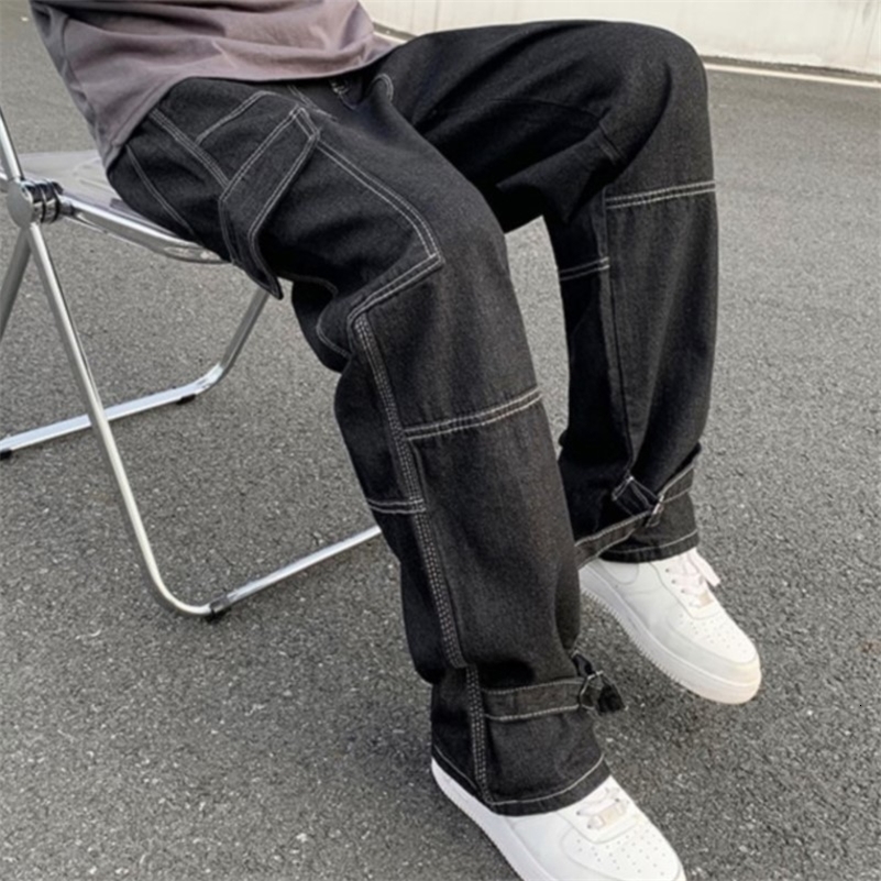 Cargo jeans Men Wide Leg Jeans Hip Hop Casual Mens Straight Baggy Denim Pants Streetwear Skateboard Pant Neutral Trousers 260327