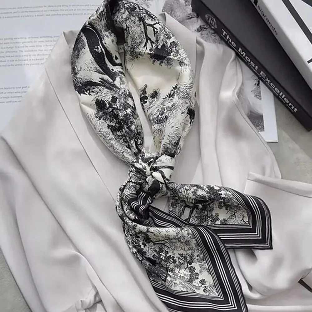 9090cm Silk Scarves Wen Print Foard Square Hijab Ladies Luxury Brand Shawl Band Fem Muffler Outdoor Activities X260328
