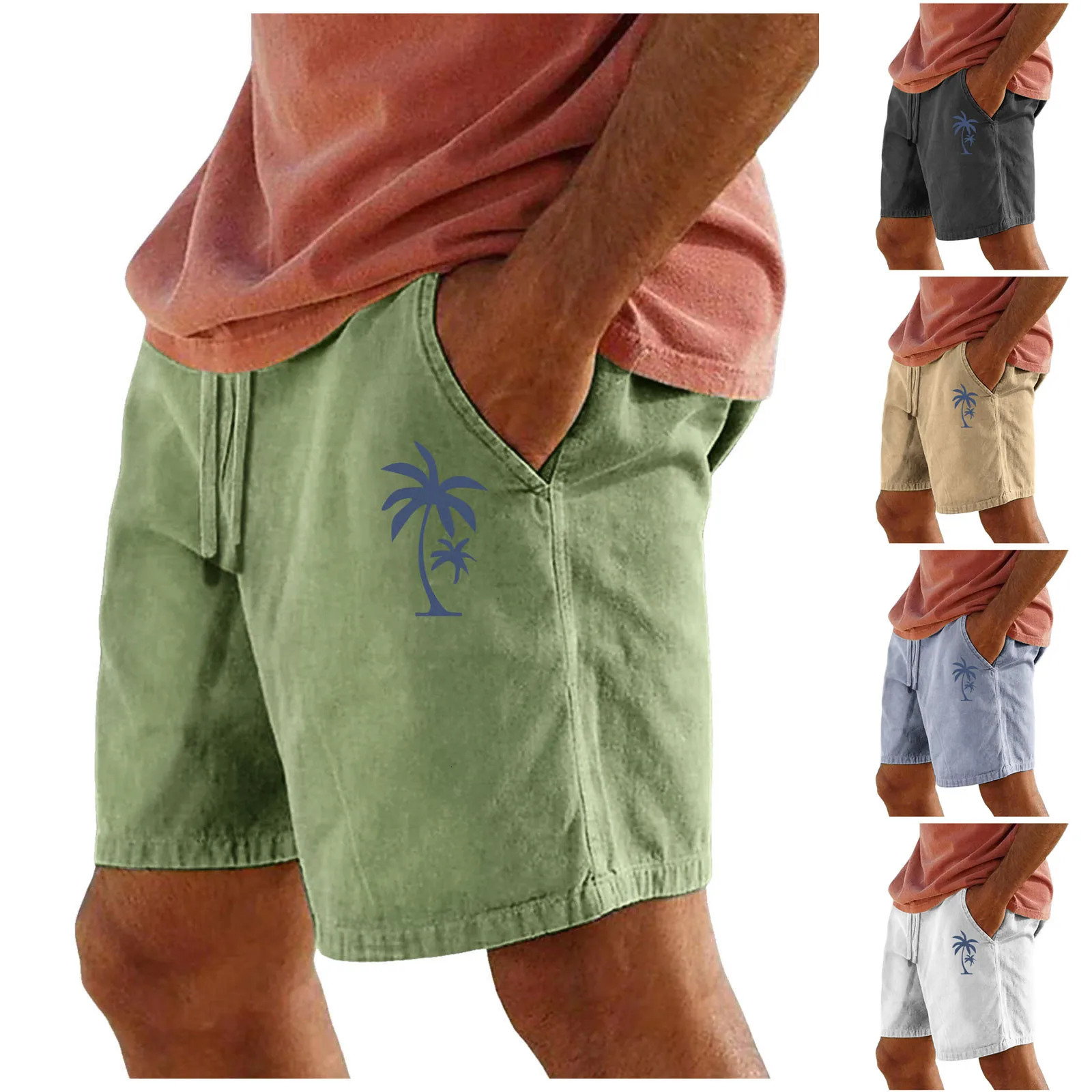 Men Cotton Shorts Resort 3D Printed Shorts Elastic Waist Drawstring Style Holiday Beach Womens Lightweight Hiking Cargo Pants 260330
