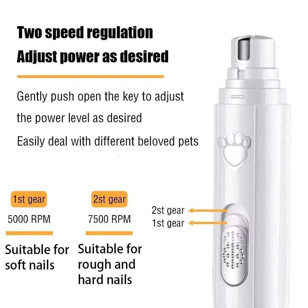 Electric Dog Grinder Clipper USB Rechargeable Pet Nail Trimmers Painless with Polisher Wheel for Small/Large Pets