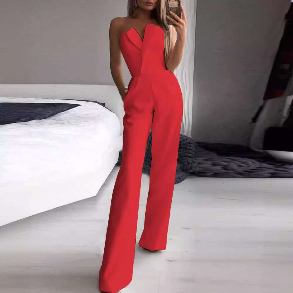 2026 Cross-Border Foreign Trade Spring/Summer Long Dress, New Chinese-Style with Slanted Collar, Mid-Waist, Elegant Commuting Jumpsuit