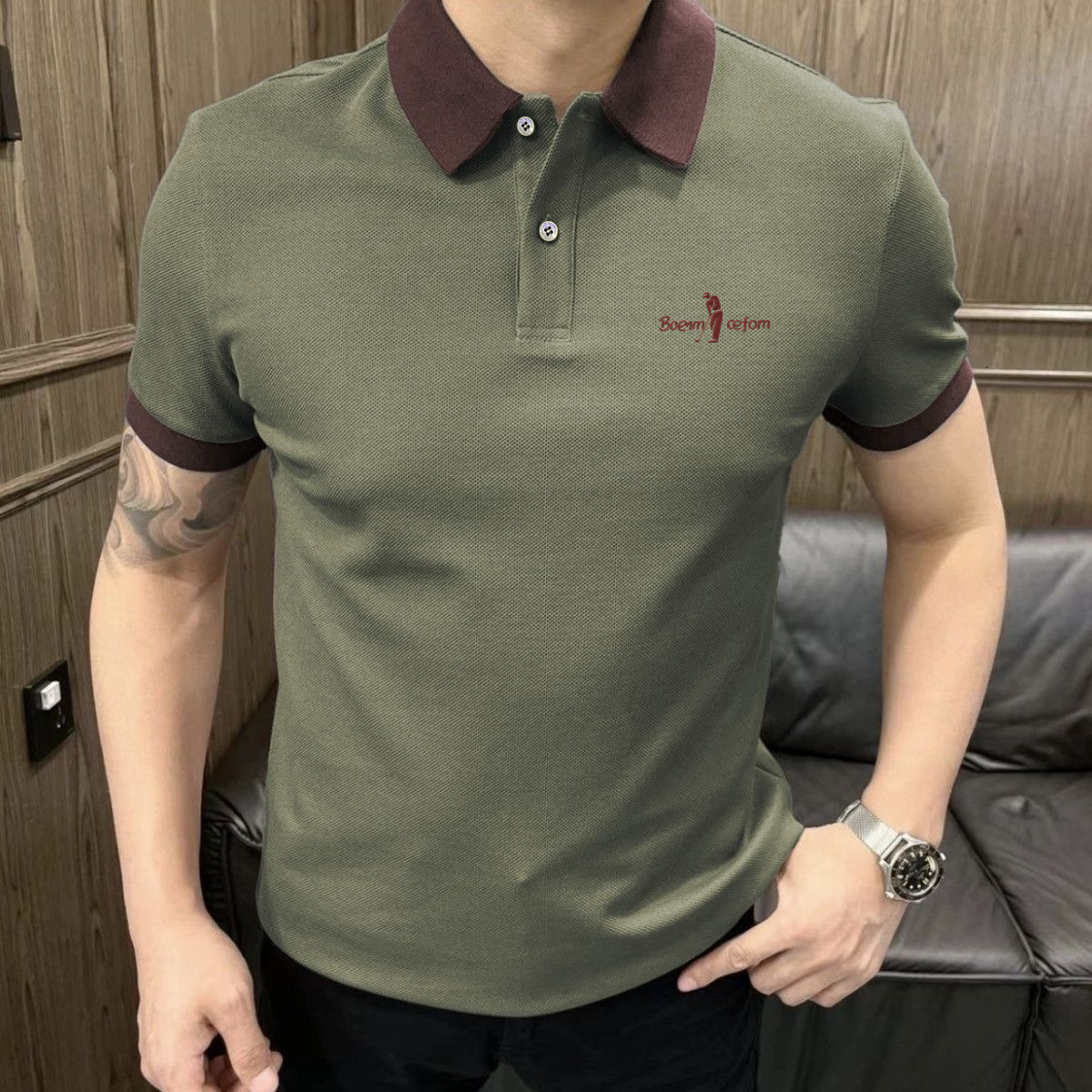 Cross-border summer new men's business casual light luxury high-quality simple color-blocking polo shirt trendy wholesale