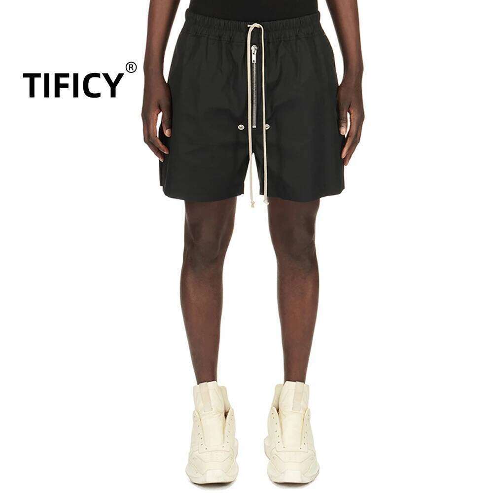 High Street Rick Ro Cotton Shrots Men's Classic And Fashionable Dark Woven Workwear With Leg Slits Zippers Casual Shorts