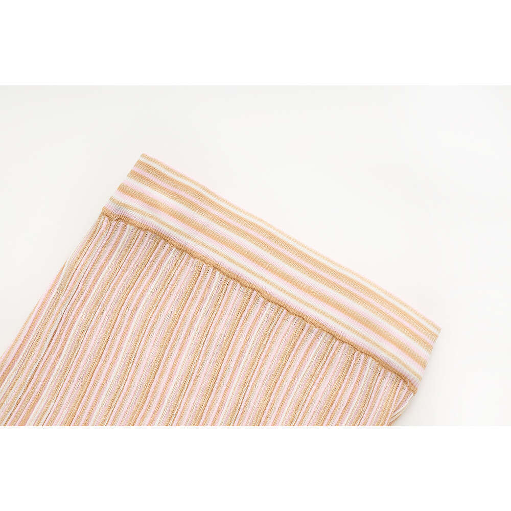 In stock~Color-blocked colorful shiny silk knitted striped sleeveless vest A10 + half skirt two-piece set, hot-selling on cross-border e-commerce