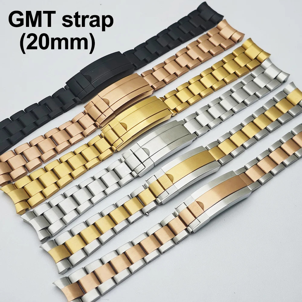 High Quality 316L GMT Watch Strap 20mm BlackSilvery Matching WatchCase Replacement Bracelet Accessories 260318