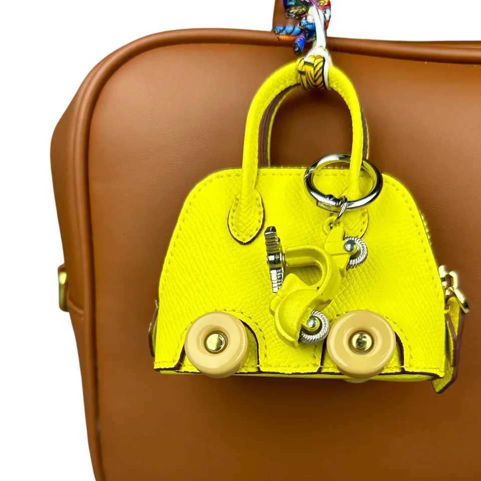 Mini Tire Leather Pouch - Adorable Car-Shaped Earphone Case Coin Purse Cable Organizer with Metal Keychain-PU Leather-Gift Z260330