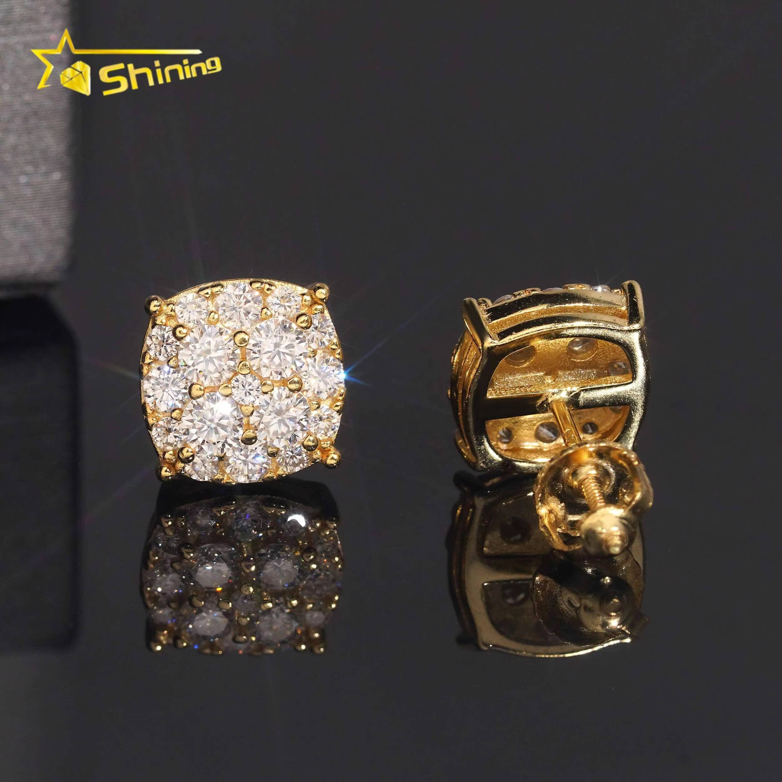 Ready to Ship Hip Hop Iced Out Jewelry 925 Silver GRA Certified VVS Moissanite Diamond Earrings