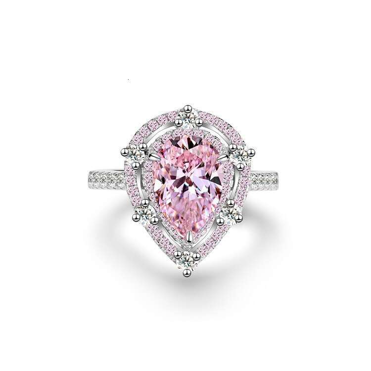 Ring Fashion Flower Shaped Zircon Ring Designer Pure Silver Emerald Ring For Women High Carbon Diamond Radiant Ice Cut Zircon Wood Color Style Luxury 