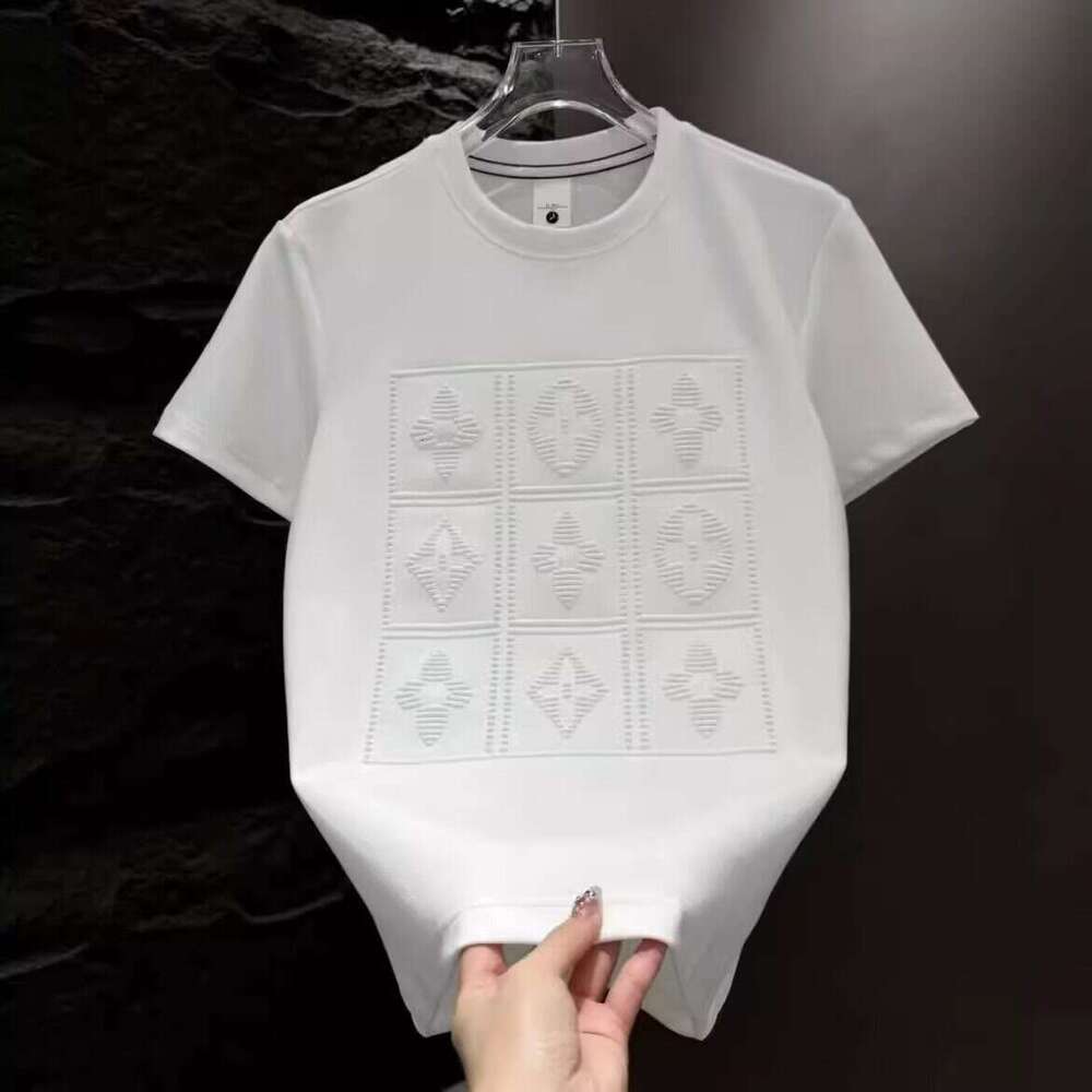 2025 Spring/Summer New Men's Versatile Heavy-Duty Embossed Short-Sleeve T-Shirt, Fashionable and Casual