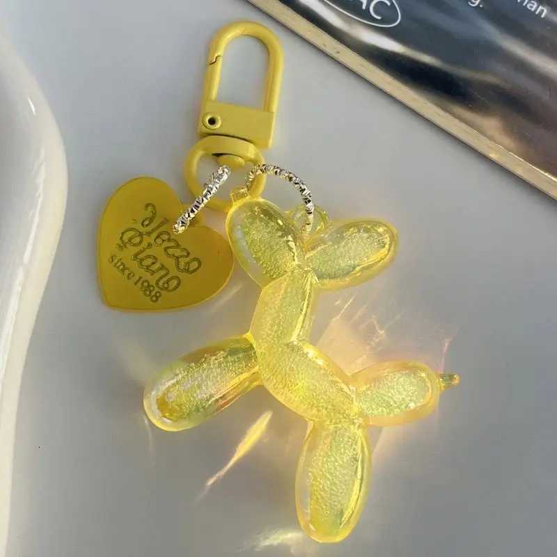 DIY Candy Color Sweet Resin Balloon Dog Keychain for Women Girls Animal Shaped Phone Chain Key Buckle Accessories Bag Pendant Z260330