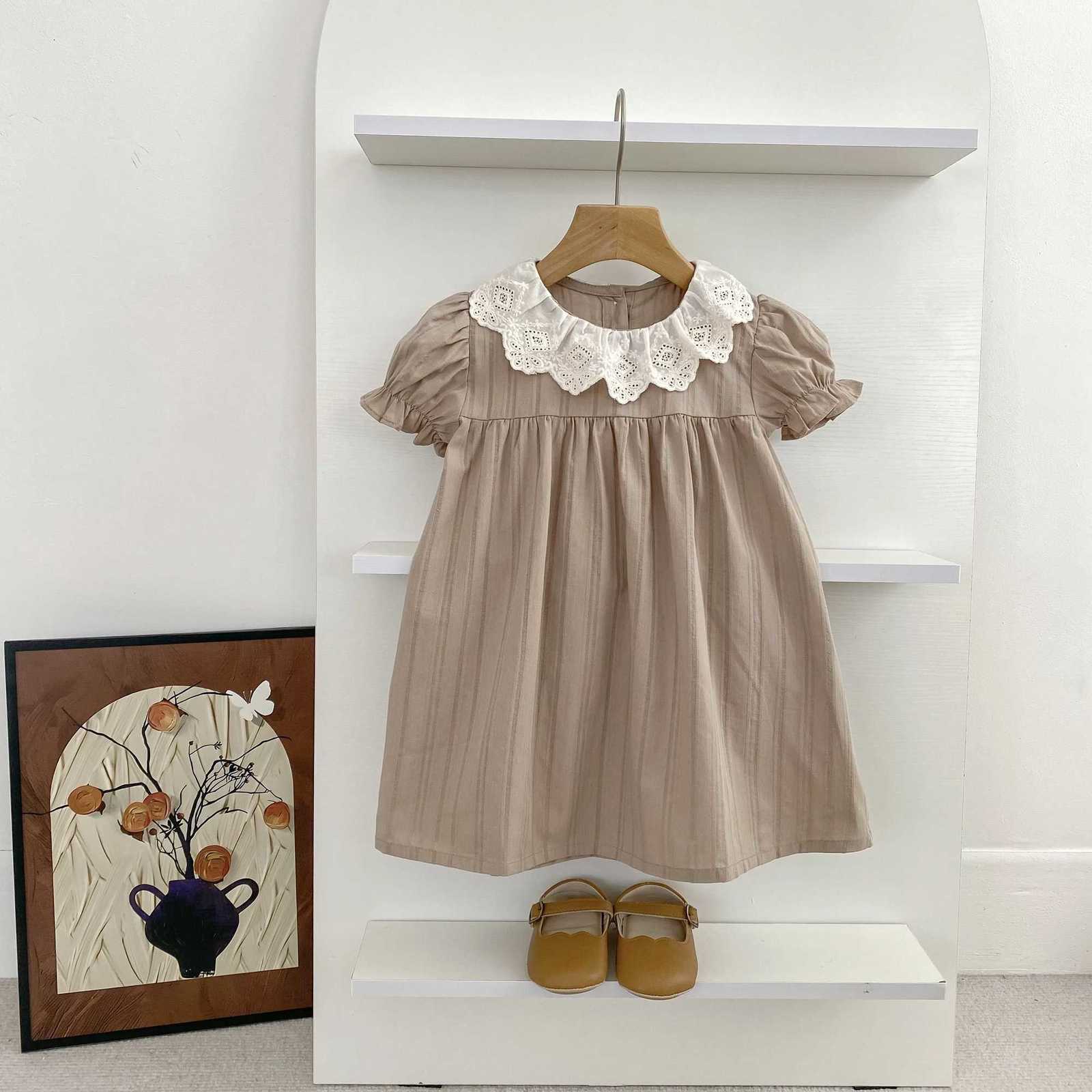 1-6Yrs Kids Baby Dress Summer Girls Sweet Lace Collar Princess Dress New Kids Baby Girls Dress Cotton Children Clothes DressT260330