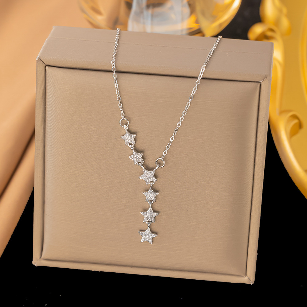 Yicen Brilliant Star Necklace For Women, Elegant Collarbone Chain, Niche High-End Fashion Trend, Hot Fashionable Women's Accessories Item, Light 
