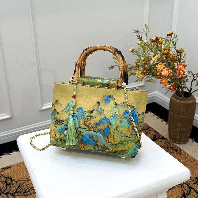 Chinese Embroidery New Chinese Bamboo Knot Handbag Retro Cheongsam Hanfu Single Shoulder Women S Versatile Ethnic Style Cross Body Bag