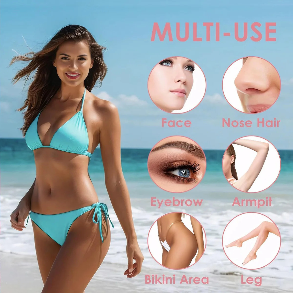 Electric Women Shaver Portable Lady Razor Rechargeable Trimmer Face Arm Body Leg Groin Hair Groomer 260317