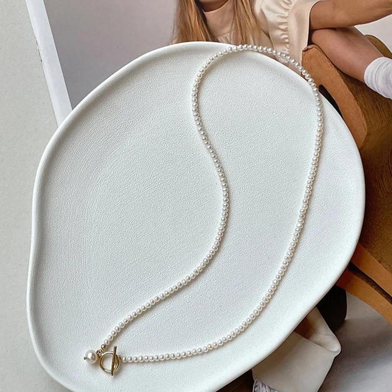 Minar Classic Natural Freshwater Pearl Beaded Necklace for Women 14K Real Gold Plated Copper Toggle Clasp Circle Strand Chokers 260327