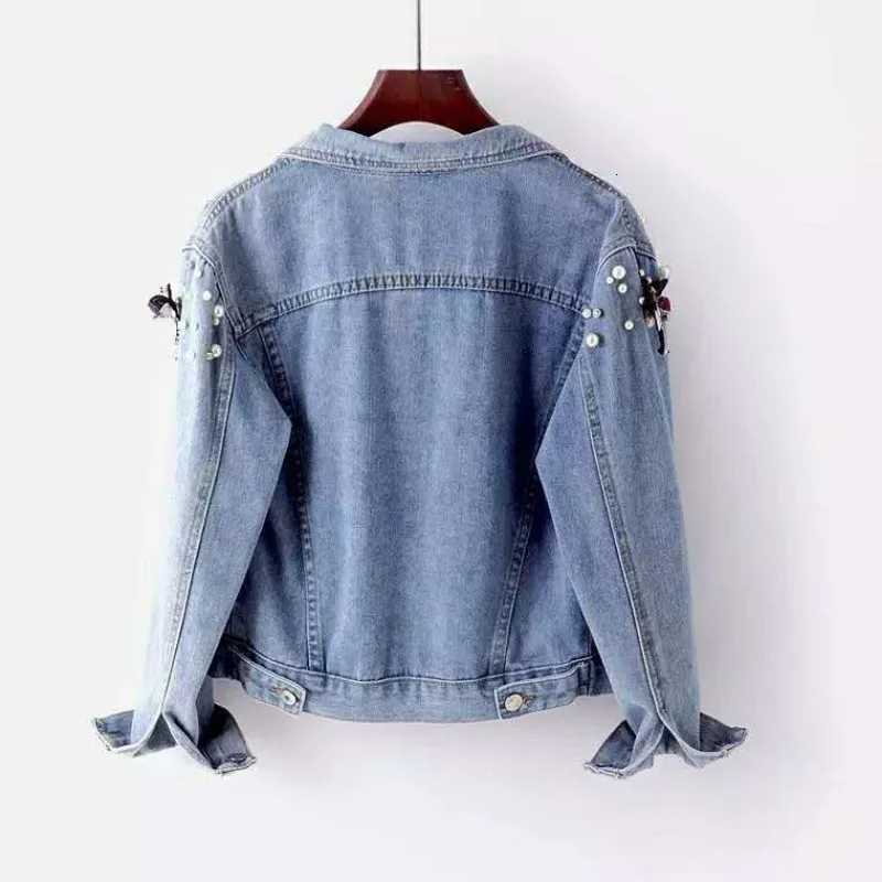 Luxury Jean Jacket for Women Embroidery Trend Denim Coat Women Cropped Jacket Beads Design Single-breasted Top Coats NewT260328