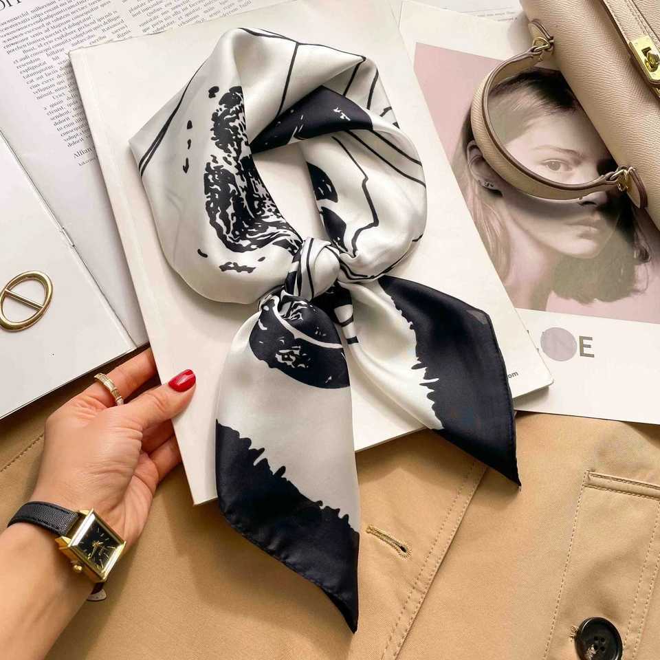 70cm Silk Square Scarf Wen Luxury Floral Print Kerchief Soft Satin Hairband Hand Bag Ribbon Foard Hijab Neckerchief band X260328
