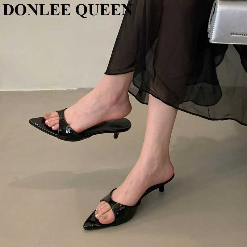 New Brand Low Heels Slippers Women Slip On Slide Elegant Mule Shoes Fashion Leopard Print Sandal Leisure Slipper Sandalias Mujer Z260330