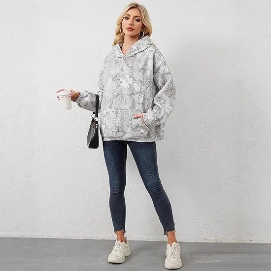 autumn and winter cross-border womens casual loose hooded personalized printed womens hoodie from Europe and America 260330