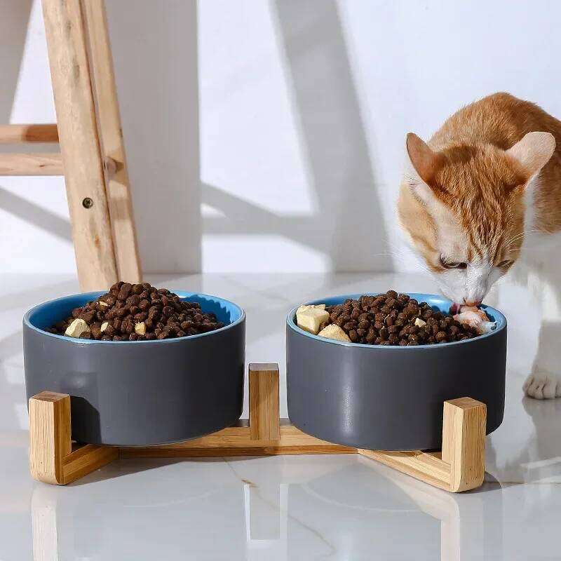 Self-Assembly Ceramic Double Dog 400ML Pet Feeding Bowl Cat Puppy Feeder Product SuppliesFood Water Bowls 26W0330
