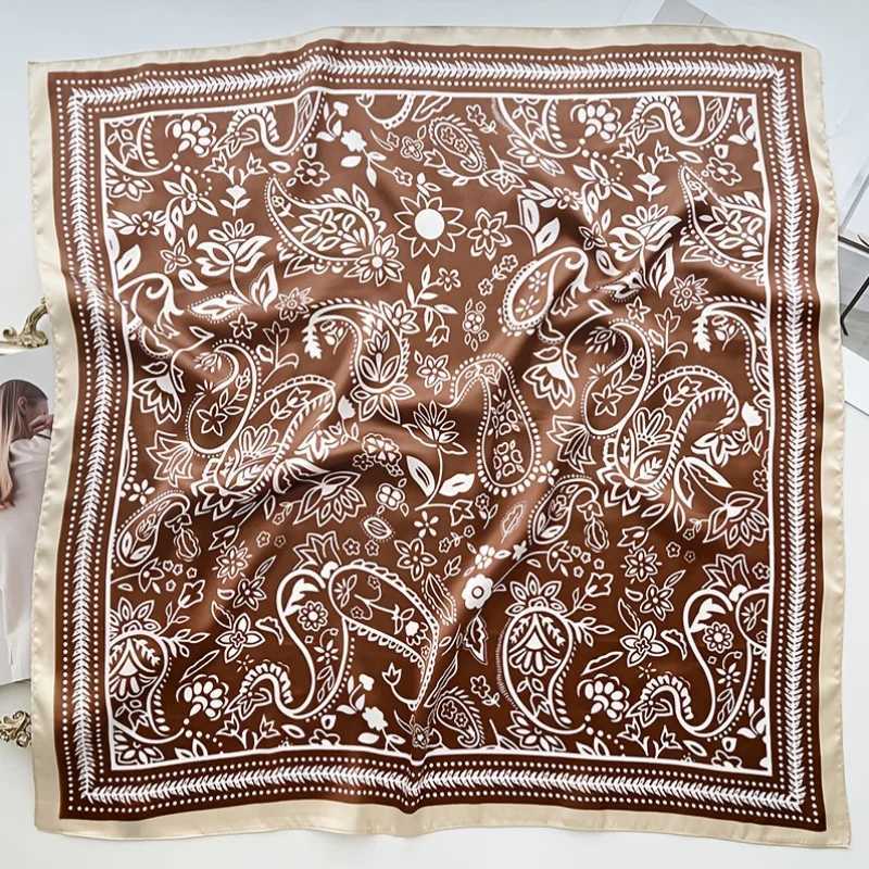 Boho Floral Print Satin Ladies Scarf Soft Imitation Silk for Wen Versatile for Neck Hair Bag Decor Fashion Accessory X260328