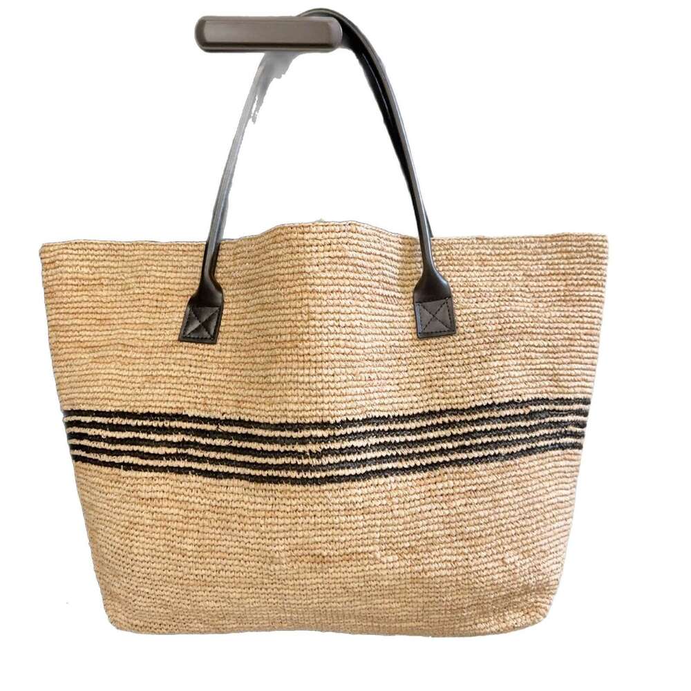 Totebag Shoulder ROSE NOIRE French Style High Quality Large Capacity Raffia Striped Woven Bag Women Versatile Straw Handbag For Seaside Vacations