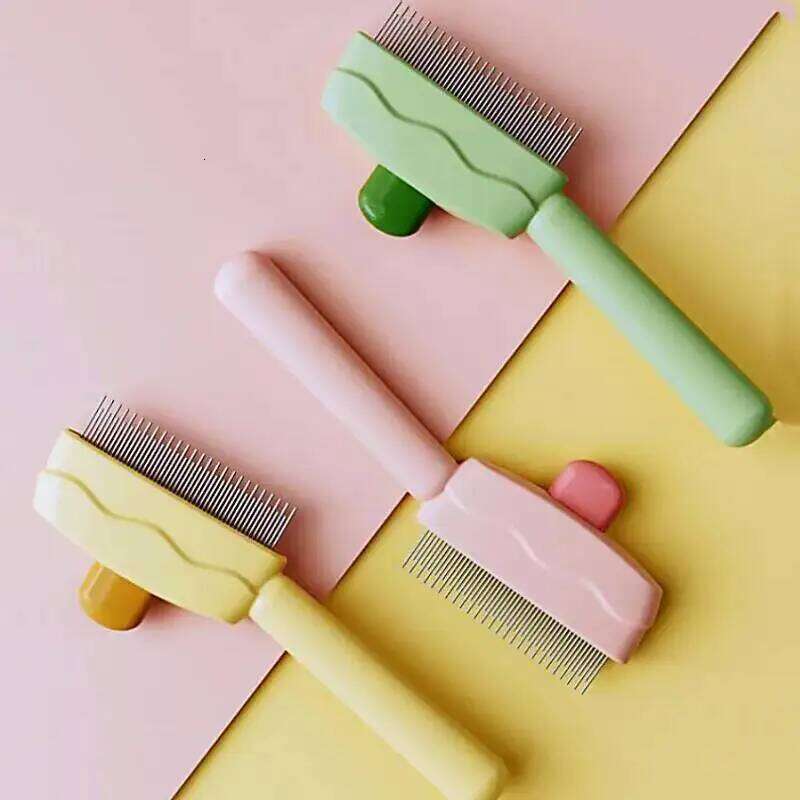Comb Hair Remover One Button Dogs Self-cleaning Cat Brush Massage Combs Dog Grooming Brushes for Pet Products