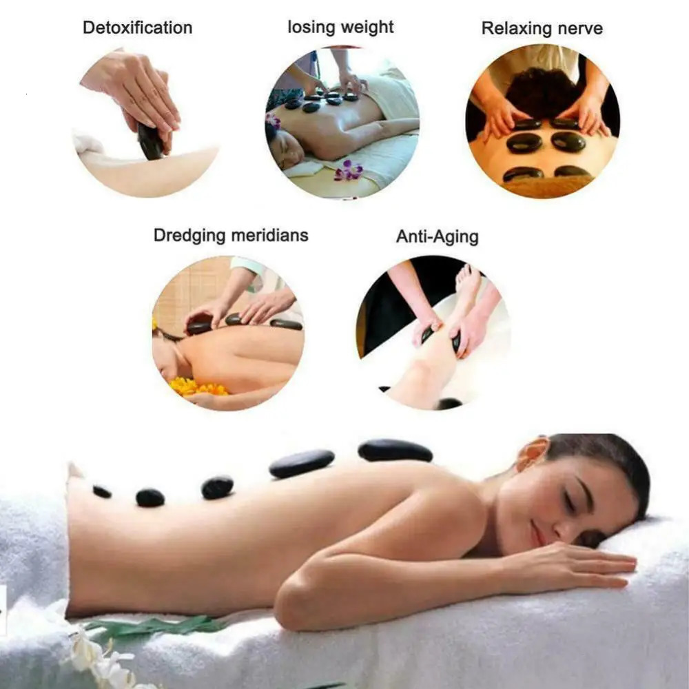 2pcs Massage Stones Natural Lava Basalt Heated Warmer Stone Body Heating Smooth Massage Stones for Spa Massage 260316