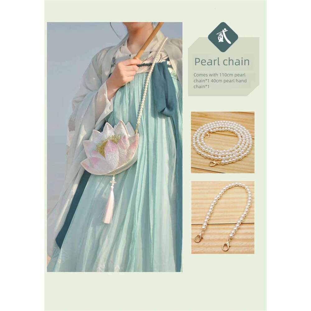 Chinese Embroidery Pcs Hanfu Handbag Ancient Style Embroidery Lotus Shoulder Bag Tassel Satchel Crossbody Purse For Mobile Phone Women Girl Gift