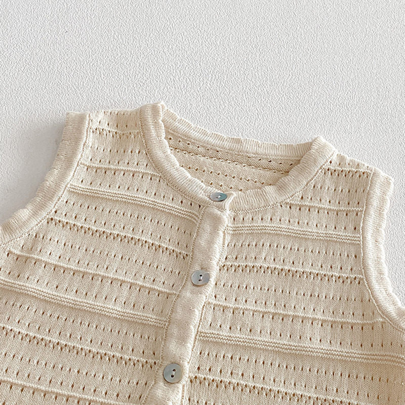 New Knitted Vest Set for Infants and Young Children, Summer Thin Women's Baby Top and Short Skirt Two Piece Set
