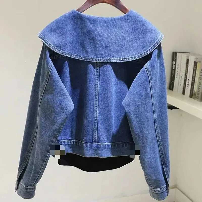 Female Long Sleeves Short Jeans Coat Spring Autumn Ladies Baby Collar Cowboy Jacket European Women Fashion Casual Denim OutwearT260328