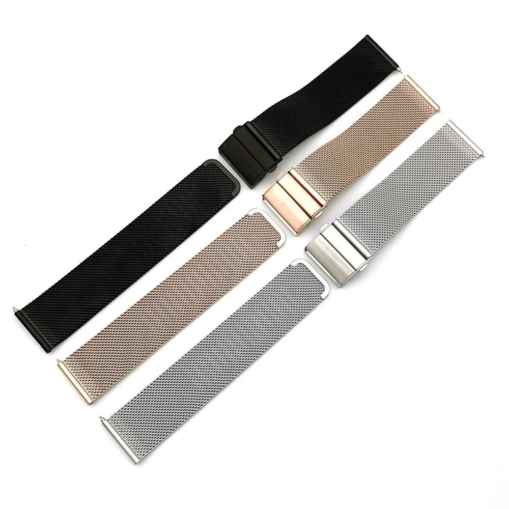 16mm 18mm 20mm 22mm Quick Release Mesh Milanese Loop Watch Band Stainless Steel Metal Folding Buckle Wrist Strap Accessories 260318