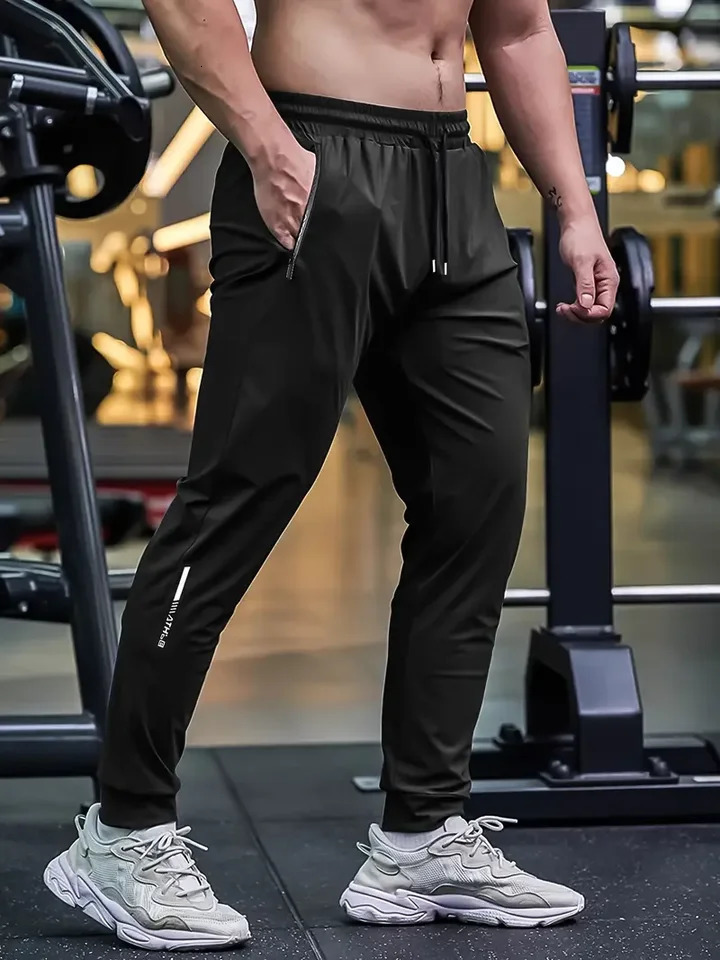 Mens Quick-drying Breathable Waist Drawstring Joggers Chic High Stretch Sports Pantst For Fitness 260327