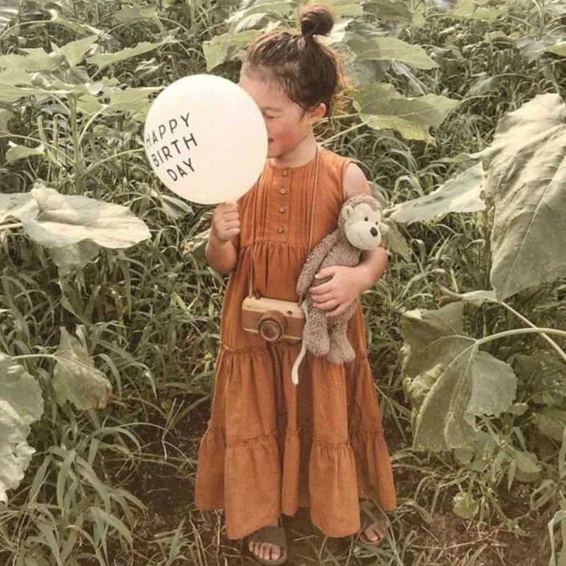 Girls Beach Dress Summer Vintage Plated Tutu Skirt Dress for Girls Clothes Breathable Linen Cotton Toddler Girls Boho Dress 1-7YT260330
