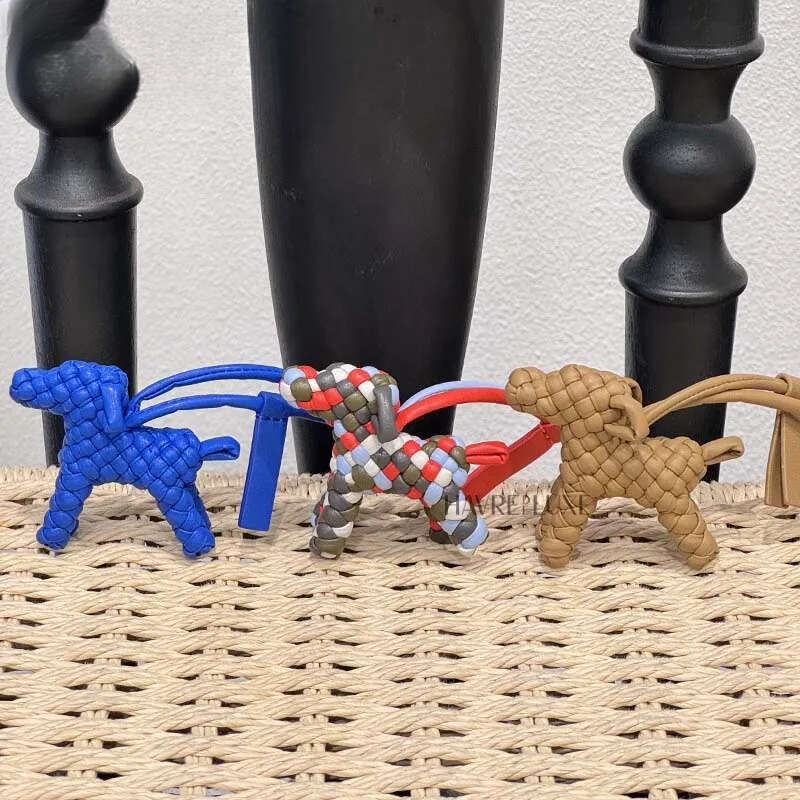 Woven Leather Dog Charm For Women S Keychain Pendant Animal Ornament Decoration Bag Accessories Clutch Bags