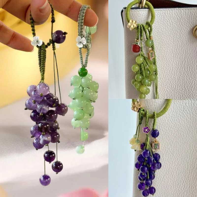 1-Pcs Handmade Grape Keychain - Summer Boho Bag Charm Small Fresh Fruit Pendant Womens Bag DecorationCC88 Z260330