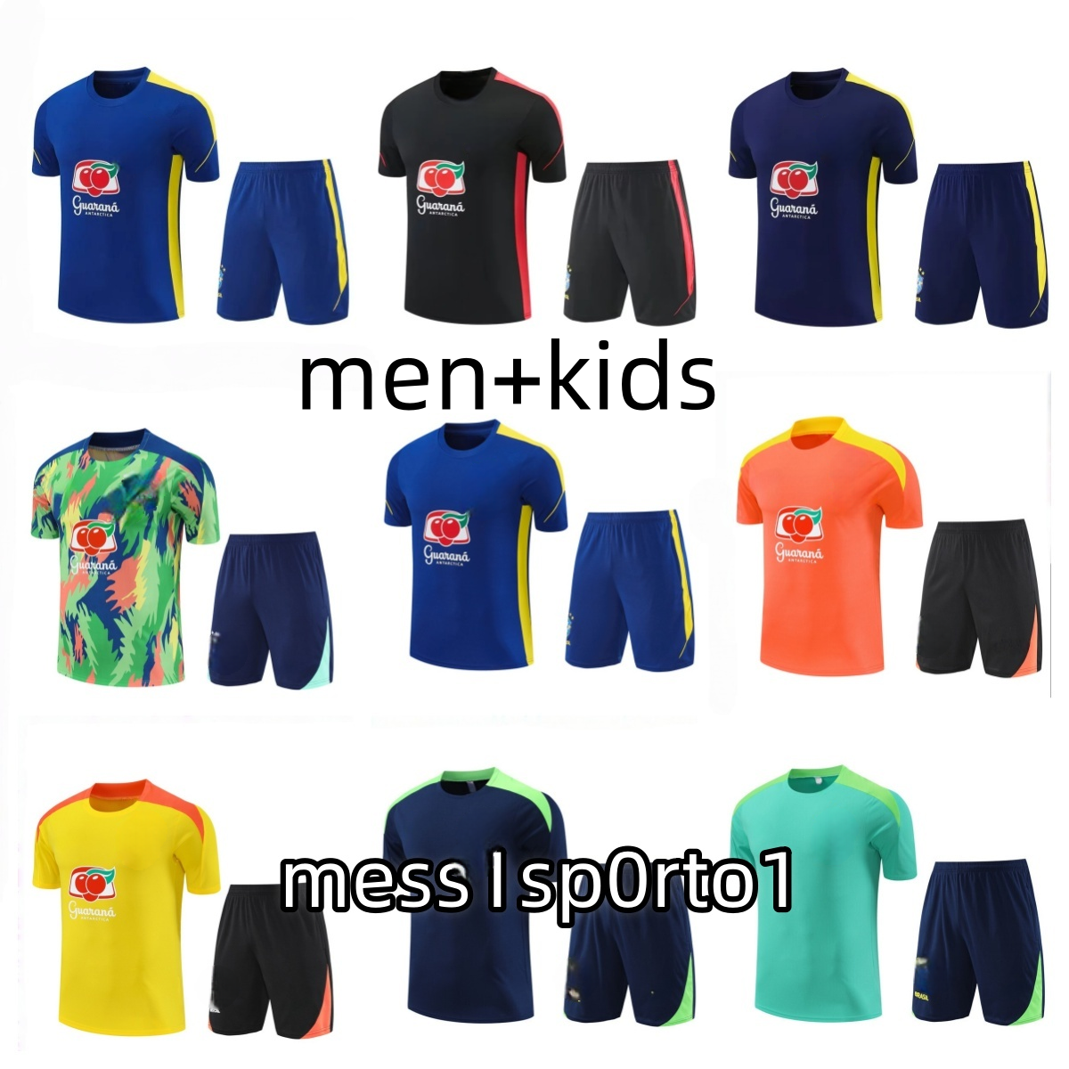 26 27 Brazil short sleeve tracksuit Sportswear men training suit soccer Jersey kit uniform chandal G.JESUS COUTINHO brasil sleeveless vest adult football sets 666
