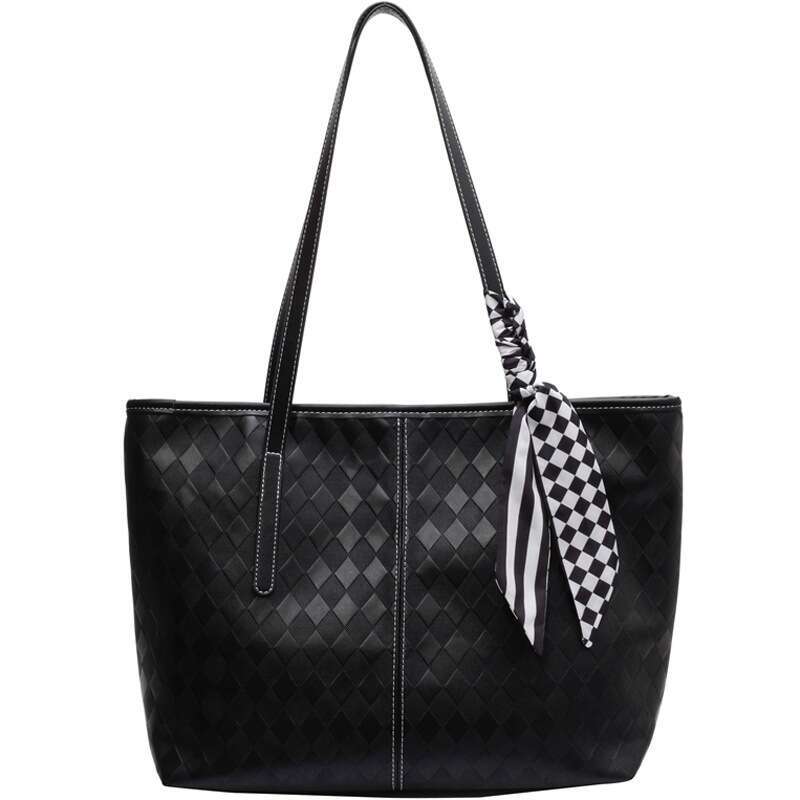 Big Women S Large Capacity New Trendy Fashion Autumn Winter Shoulder Texture Commuter Tote Bag Liksusie