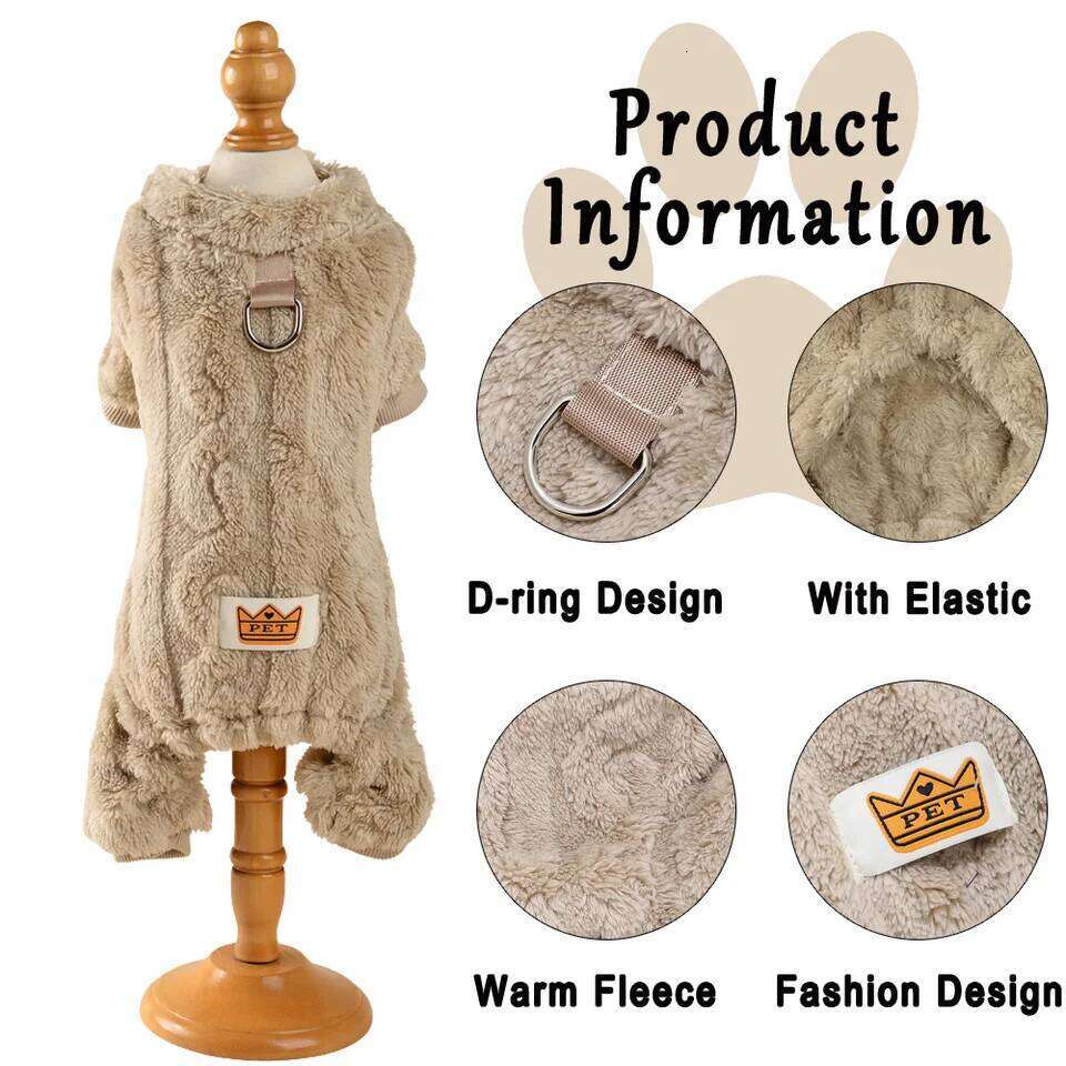 Pet Dog Cozy Soft Fleece Puppy Cat Jumpsuit For Small Medium Dogs Cats Winter Warm Clothes With Elasicity Yorkshire Pug