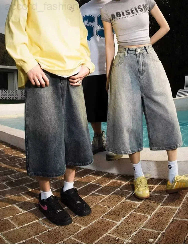 Wide-leg Seven-point Denim Shorts Mens 2025 Summer New High-end Fashion Brand Straight Casual Pants Man Jeans Y2k Clothes Baggy H260330