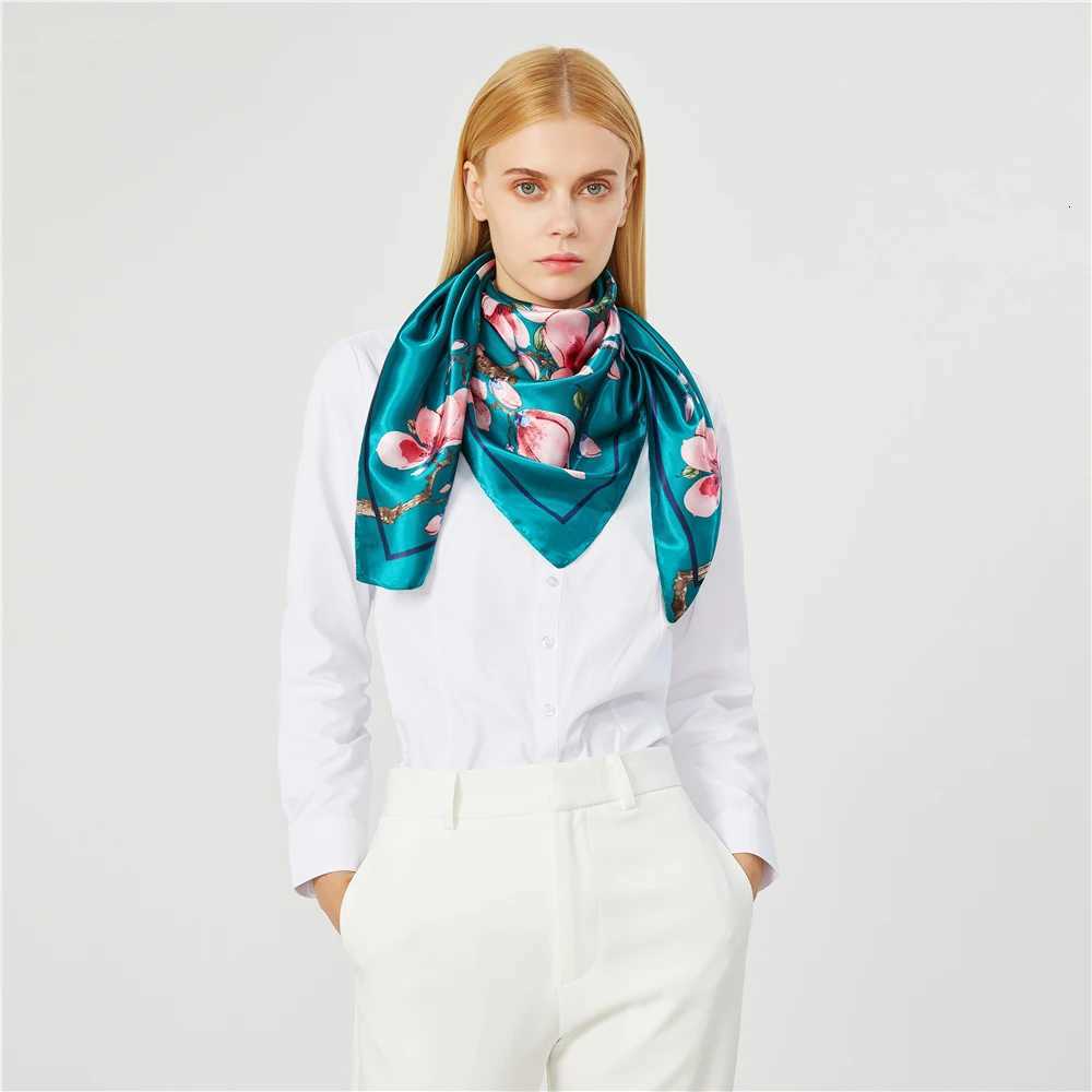 2024 Wintersweet Floral Women Silk Scarf Large Square Scarves Female Bandana Fashion Handkerchief Ladies Hijab Kerchief Scarves Z260330
