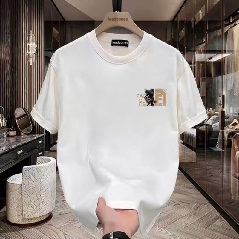Luxury Brand Designer Clothes Solid Color Men's T-Shirt, New Summer Style, High-End Trendy Printed Tee, American Light Luxury Pure Cotton Fashion