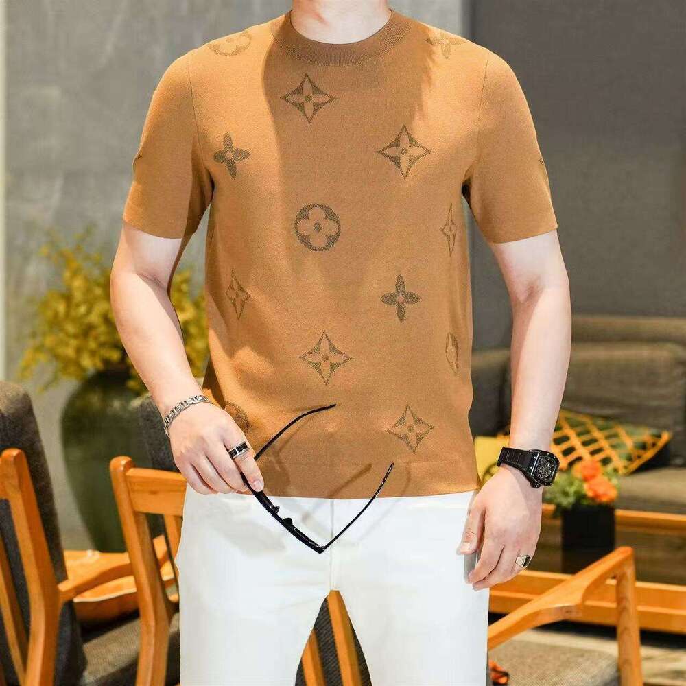 2026 New Trendy Brand T-Shirt Round Neck Fashionable Print Slim Fit Versatile Casual Korean Style Short Sleeve Mens T-Shirt